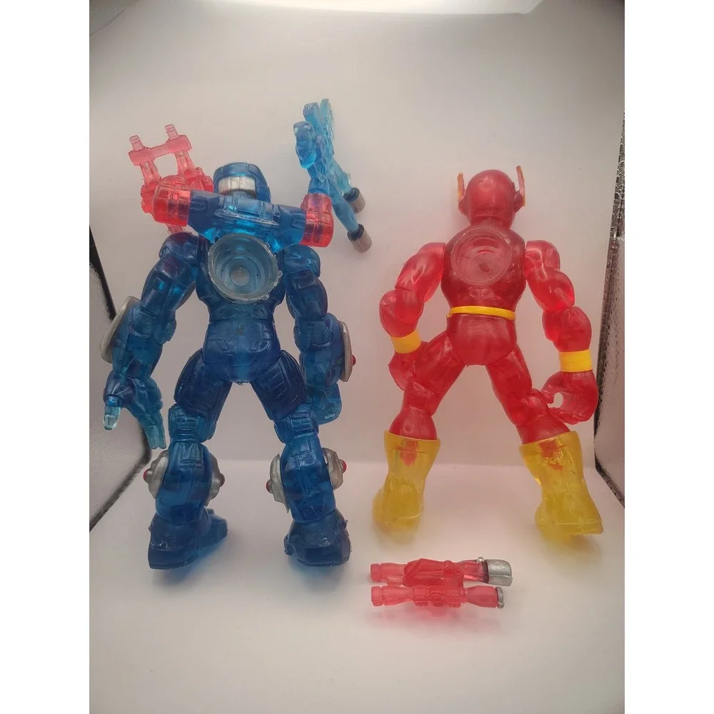 Translucent Blue Armored Warrior and Red Speedster Action Figure Set 2pc